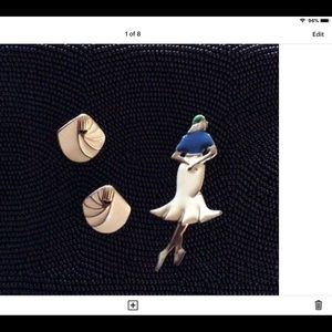 Trifari Art Deco Style earring & flapper Pin EUC